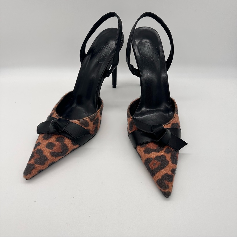 Stiletto Leopard Print Sling Back Heels Sz 10 Unbranded